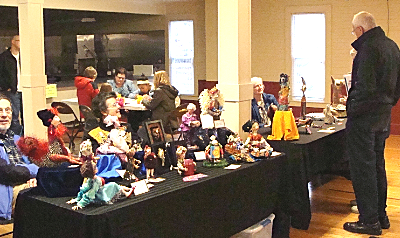 An art dool display was downstairs in the Lansing Community Center. Ryan Vanderhoof's sound sculpture was upstairs. esfota2014_dolls