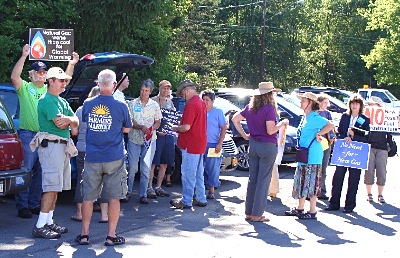 West Dryden Residents Against The Pipeline rallied outside the fire station, then came in to ask questions gasline_opposition