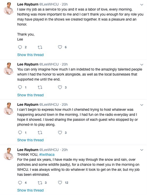 Lee Rayburn Leaves WHCU