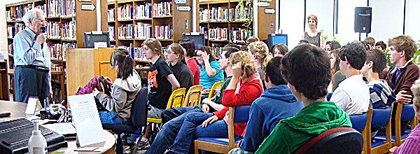 Fred Voss at Lansing High School in 2011 fredvosswithstudents