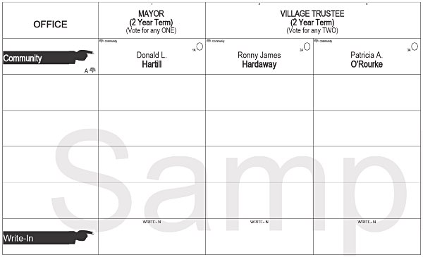 Sample Village of Lansing Ballot