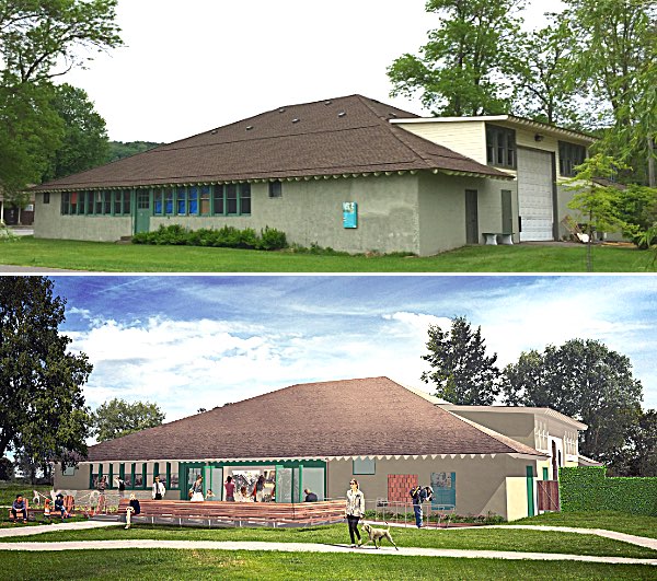 The Wharton Studio Museum, before and after. ('After' rendering Courtesy of the Wharton Studio Museum) Wharton Studio Museum
