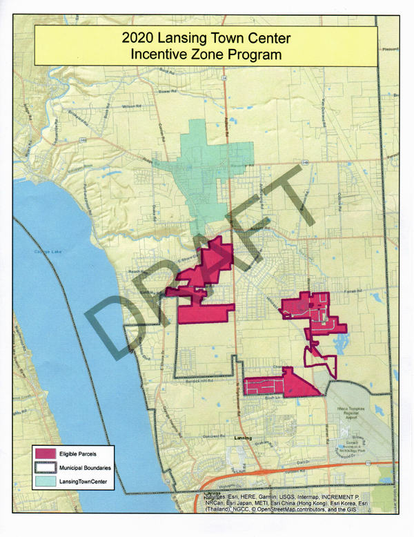 This map shows three potential additions to the Lansing Town Center Incentive Zone Lansing Town Center Incentive Zone