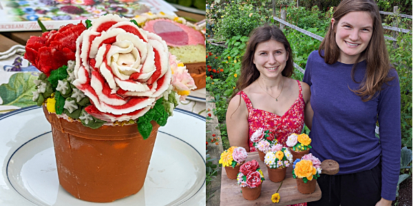 Zoë Dubrow’s Summer Garden Cupcakes (left); Zoë Dubrow (with roommate) and her prize-winning cupcakes sophie cupcakes